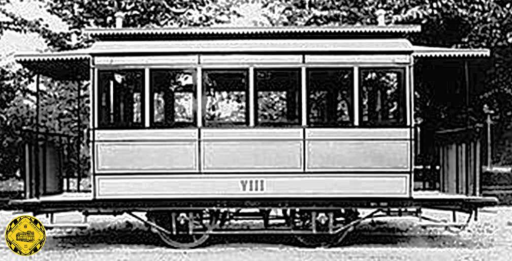 Für die Dampfbahn wurden zwischen 1883 und 1891 dreizehn geschlossene Beiwagen beschafft, die alle nach Ende der Dampfbahn 1900 in Beiwagen für den elektrischen Betrieb vom Typ b 2.44 umgebaut wurden.