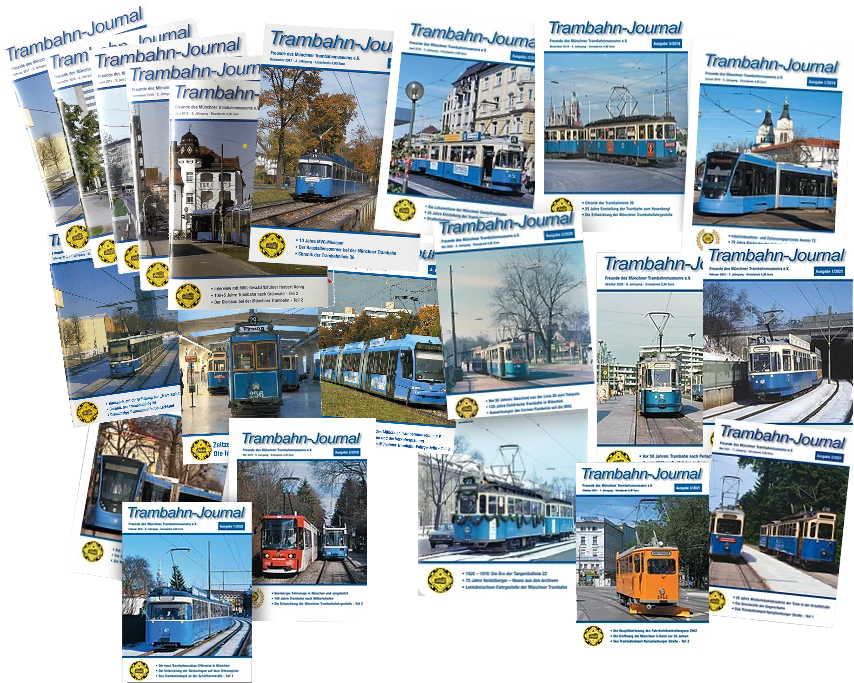 Dreimal im Jahr erscheint unsere Zeitschrift Trambahn-Journal mit Informationen zum Trambahnbetrieb und anderen öffentlichen Nahverkehr in und um München