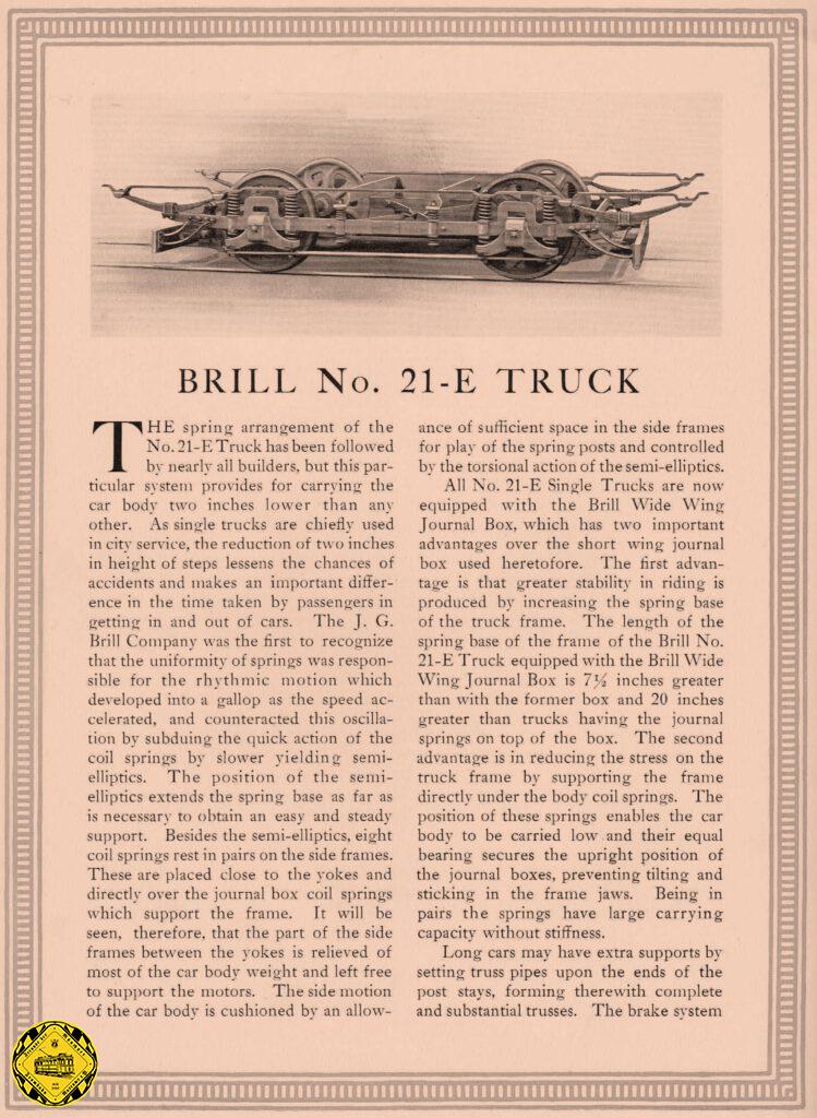 Die Beschreibung der Brill 21 E Trucks ist in einem Katalog dokumentiert. Diese Bilder verdanken wir dem Council of Tramway Museums of Australasia (CoTMA), das dankenswerterweise diese Typenblätter ins Internet gestellt hat. 