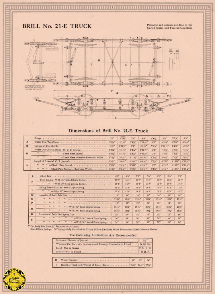 Die Beschreibung der Brill 21 E Trucks ist in einem Katalog dokumentiert. Diese Bilder verdanken wir dem Council of Tramway Museums of Australasia (CoTMA), das dankenswerterweise diese Typenblätter ins Internet gestellt hat.