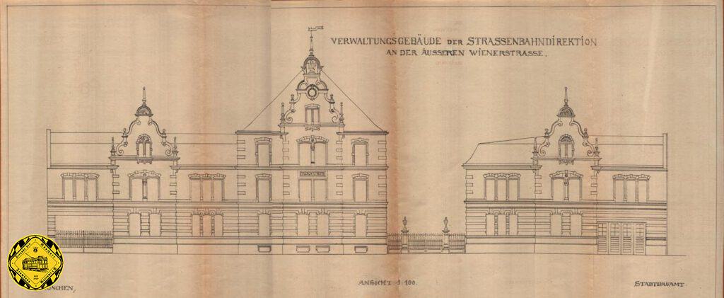 1919 reichte die Trambahn-Verwaltung Umbaupläne für das Verwaltungsgebäude an der Äußeren Wienerstraße ein. 