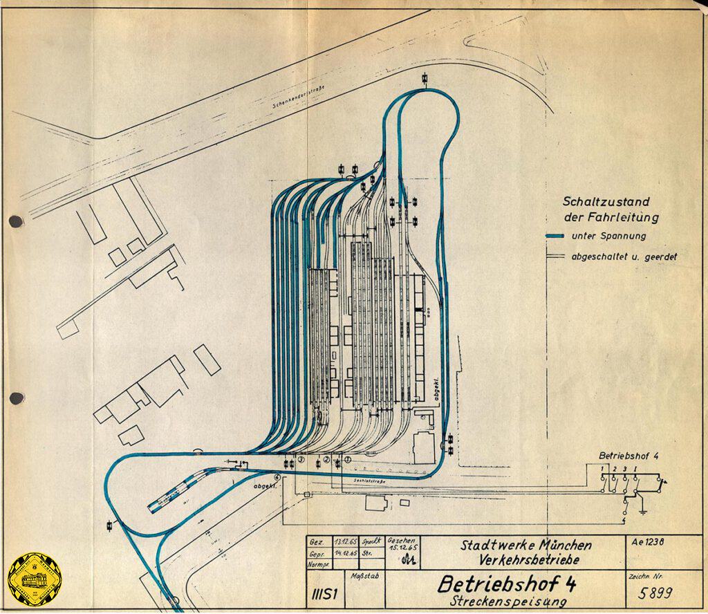 Ab dem 14.08.1967 verschwand auch die Umleitungsstrecke der Linie 6 durch die Berlinerstraße, der Anschluß des Betriebshof 4 blieb jedoch von der Leopoldstraße aus erhalten.