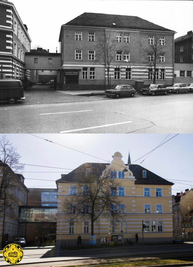 1968 ist das westliche Gebäude, das im Krieg schwer beschädigt wurde, nur einfach hergestellt, allerdings um ein Stockwerk höher als der Originalbau. Lediglich das unversehrte Untergeschoß deutet noch auf die alte Bebauung hin. Gott sei Dank wurde der ursprüngliche Zustand des Gebäudes wiederhergestellt