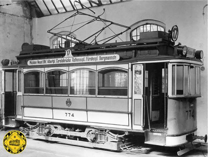 Dresdener Originalfahrgestell mit Dreifachabfederung mit dem auch 2032 nach München geliefert wurde