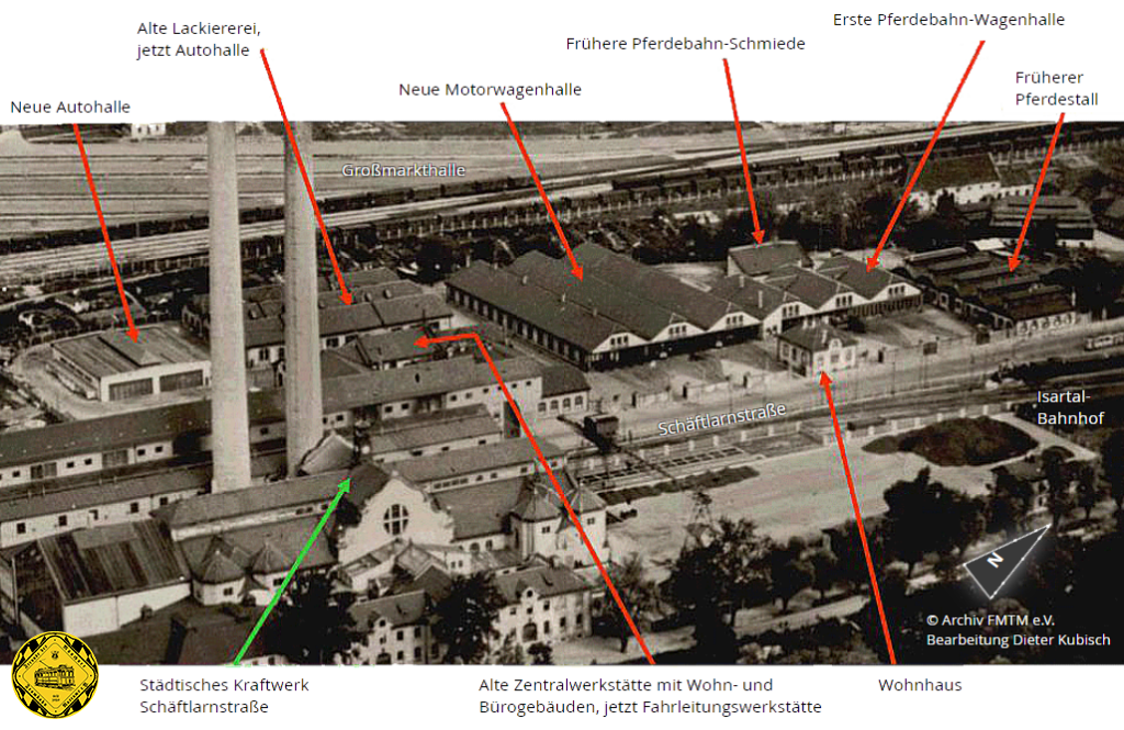 1932 wurde eine zweite moderne Kraftwagenhalle südlich der alten (ehemals Lackiererei) erbaut, die ab 1934 dem stark anwachsenden Busbetrieb diente.