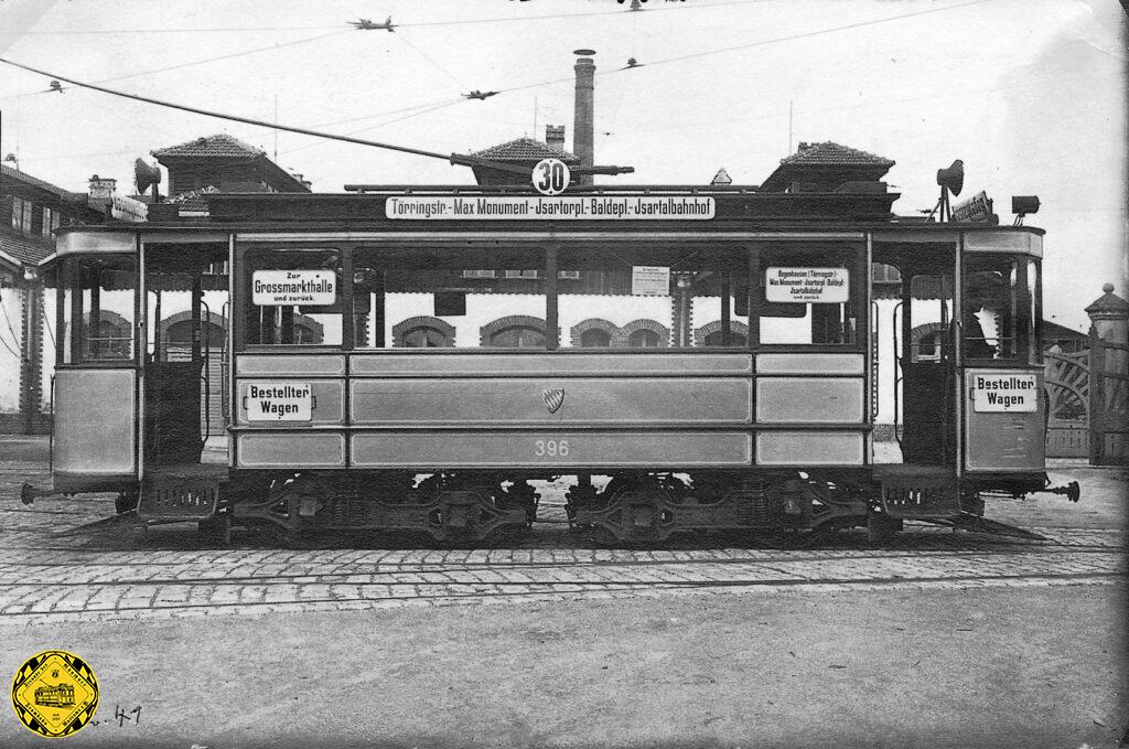 Am 16.04.1910  erreichte die Linie 30 den Isartalbahnhof und den Betriebshof Schäftlarnstraße erstmals über die Route  Montgelas-/Törringstraße - Maxmonument - Isartor - Baaderstraße - Auenstraße - Isartalbahnhof. 