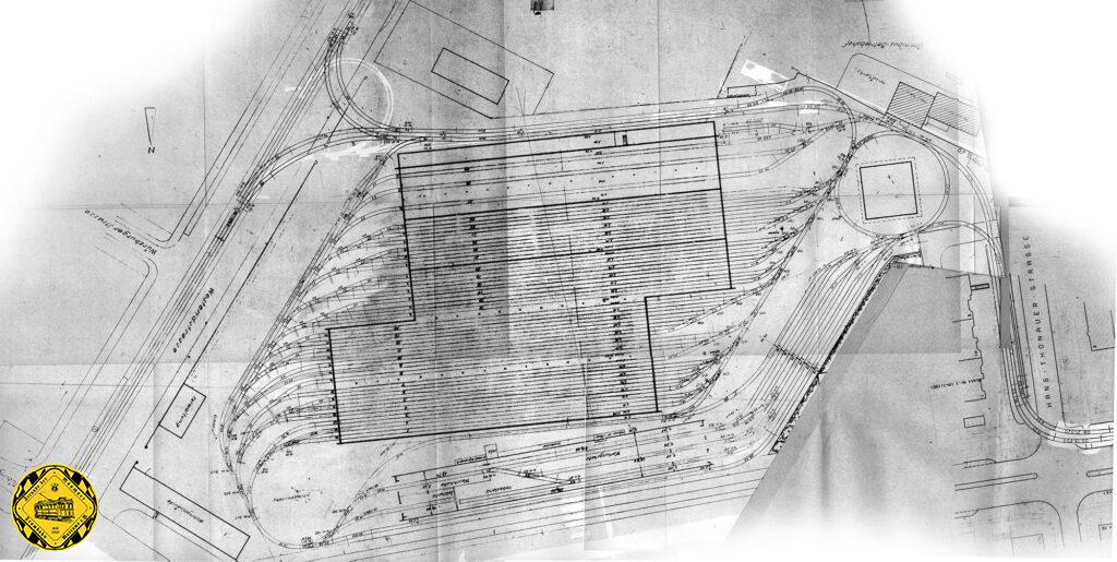 Der Gleisplan des Bahnhof 3 an der Westendstraße in den 1980er-Jahren