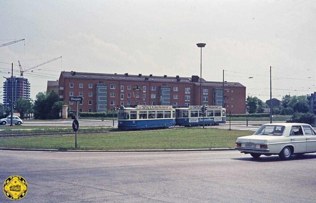 Zwischen 1970 und 1980 fuhr die Trambahn schon mal über den Effnerplatz auf einer ähnlichen Gleisführung wie heute auf ihrem Weg zum Cosimapark.