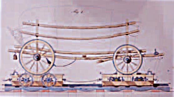 Alternativ konstruierte er kleine Schemelwagen, auf die Fuhrwerke zum besseren und schnelleren Transport geladen werden konnten, - die rollende Landstraße lag vor 200 Jahren schon in der Schublade. Joseph von Baader war seiner Zeit voraus.