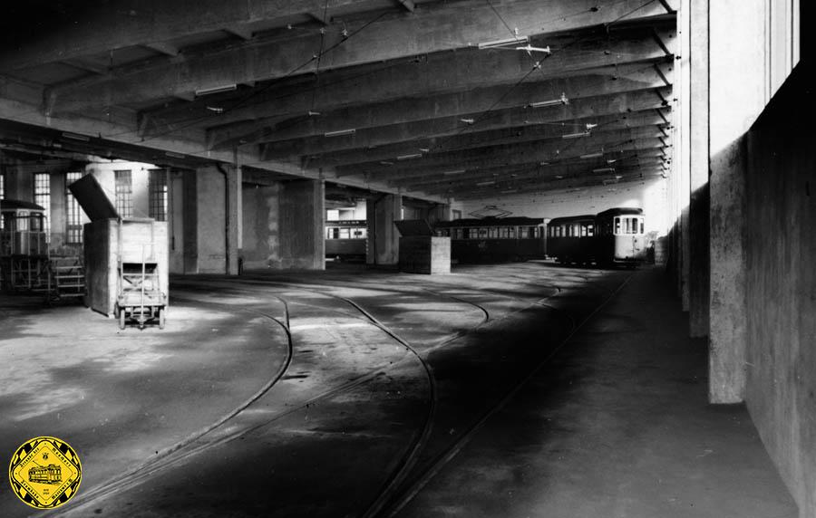 Im Februar 1959 entstand dieses Bild in den Abstellhallen des Betriebshofs an der Schlierseestraße