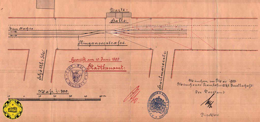 Die südliche Endhaltestelle der Blauen Trambahnlinie war Neuhofen und wie sooft damals in München, gab es natürlich einen Biergarten an der Endstation, ein beliebtes Ausflugsziel am Wochenende.
