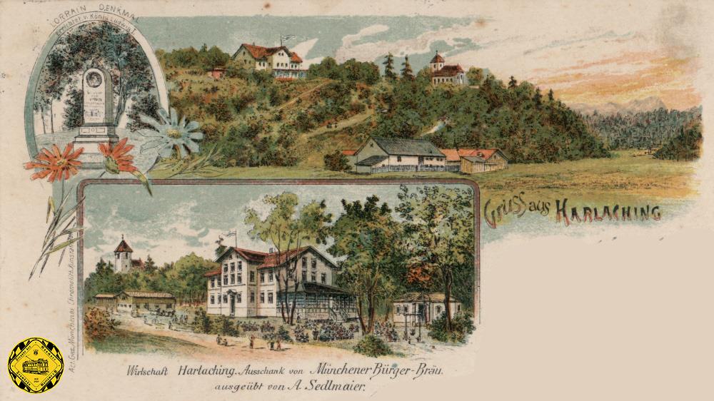 Das Isartal im Jahr 1903: "Gruss aus Harlaching" mit der Harlachinger Einkehr und den Tierpark unterhalb gab es noch nicht.