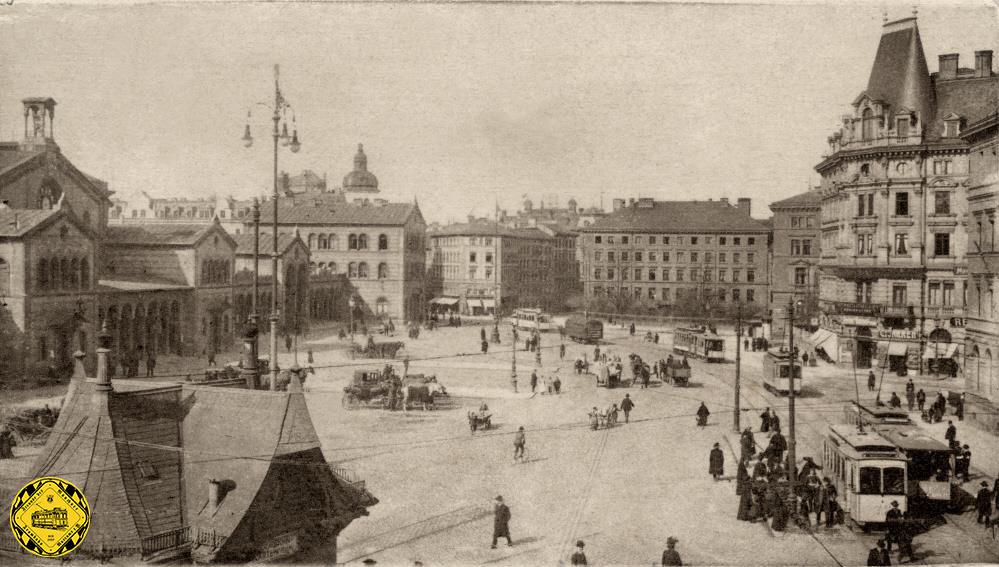 Ein kleiner Spaziergang über den Bahnhofplatz im Jahr 1905. 