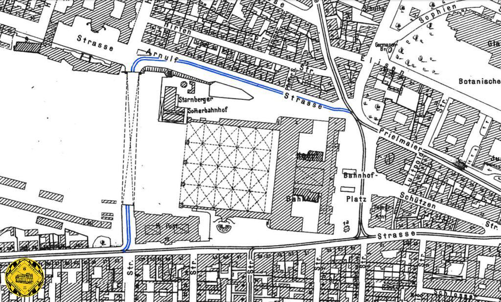 Am 16.Mai 1908 geht der Betrieb auf der Strecke durch die neue Paul-Heyse-Unterführung zur Seidlstraße und die Arnulfstraße zum Hauptbahnhof in Betrieb, in unserem Plan blau vermerkt. Die Linie 29 auf ihrem neuen Ziel Pasing nutzte diese Schleife, um am Hauptbahnhof über die Paul-Heyse-Unterführung und Arnulfstraße zu wenden.