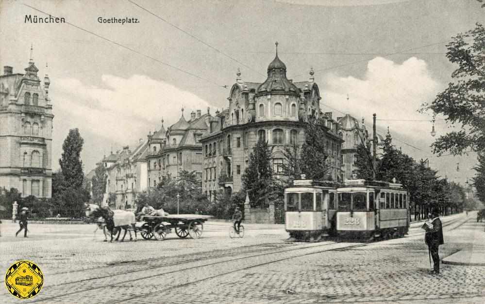 Vom 21.09.1892 begann die Linie 12 noch als zweite Gemeindelinie Linie XII (Linienfarbe: Weiß) den Goetheplatz in West/Ost-Richtung zu kreuzen und machte dies bis kurz nach dem Krieg bis zum 06.10.1947 .