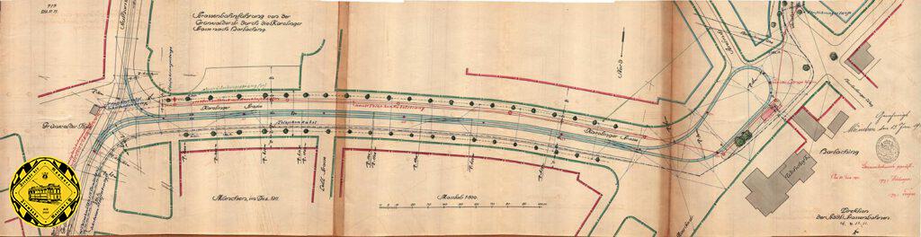 Am 29.11.1911 wurde die Schleife zuerst in verschiedenen Versionen geplant, letztlich in dieser gebaut.