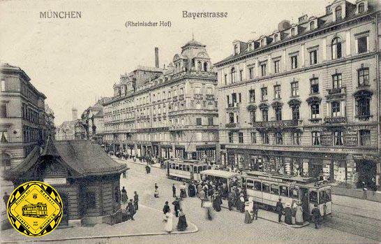 Mal eine etwas andere Perspektive: die Bayerstraße im Jahr 1912 war eine quirlige Geschäftsstraße mitten in der Stadt.
