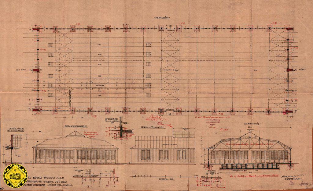 Das ist doch mal eine Herausforderung an die engagierten Modellbauer: der komplette Konstruktionsplan für die 6-gleisige Wagenhalle.