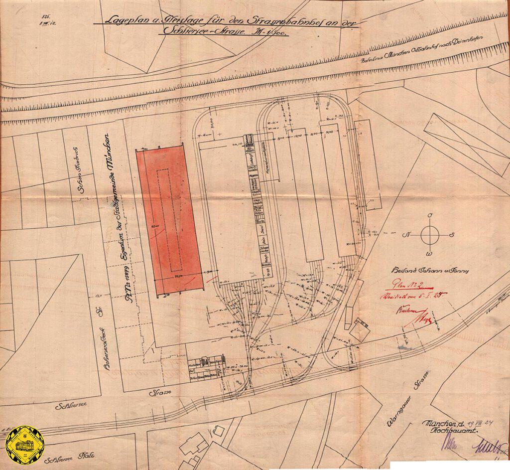 Im Jahre 1924 wurde nach Plänen von Grässel und Meitinger eine weitere Wagenhalle (Halle 1) mit Satteloberlichte errichtet. Das dazu erforderliche Grundstück nördlich der bisherigen Wagenhalle war so groß, dass man später darauf einen Sportplatz für das Straßenbahnpersonal anlegen konnte.