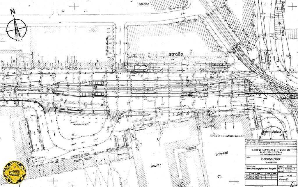 Die seit der Jahrhundertwende geplante und immer wieder verworfene Planung für eine Untergrundbahn in München wird verwirklicht: die V-Bahn soll den Hauptbahnhof mit dem Ostbahnhof verbinden. Die Baustelle für die V- und später S-Bahn genannte Verbindung bringt neben dem parallelen U-Bahn-Bau jahrelange riesige Baustellen nach München. Man versucht in dieser Zeit, den Trambahnverkehr so lange wie möglich über diverse Provisorien aufrecht zu erhalten. So auch am Hauptbahnhof.