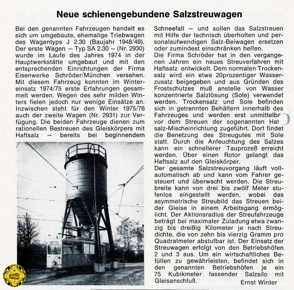 Vorstellung des neuen ATw 2930 in der "Information" der  Stadtwerke/ Verkehrsbetriebe Ausgabe 1975/4