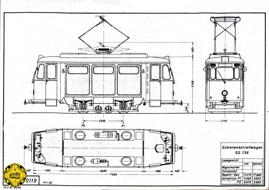 Der 1955 neu beschaffte Schienenschleifwagen SS 2.58 Nr. 35 war ebenfalls noch ein Zweirichtungsfahrzeug und wurde 1962 umbezeichnet in SS 1.58.