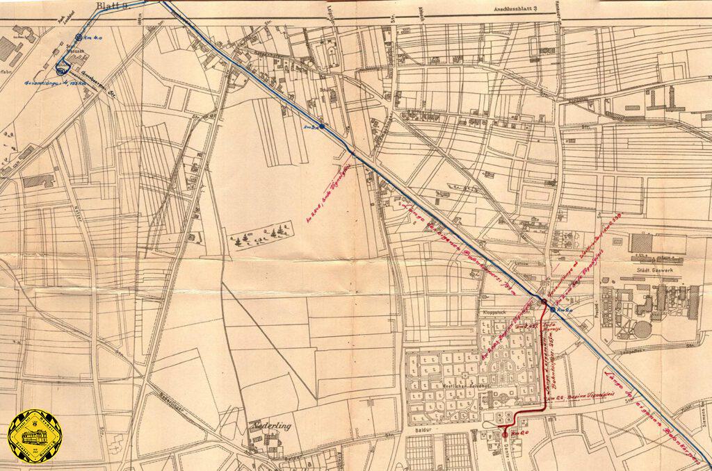 Schon ab dem 23.11.1930 ging die neue Strecke mit ca. 2100 m Länge durch die Dachauer Straße ab Orpheusstraße zur Bunzlauer Straße und weiter zum Bunzlauer Platz, dem Moosacher Bahnhof, weiter. Sie wurde in der Zeit vom 4. August bis 27. September 1930 bis Breslauer Straße gebaut und ab Oktober bis 21. November 1930 weiter zum Moosacher Bahnhof.
