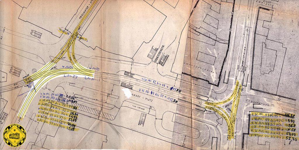 Gleisplan aus dem Jahr 1996 mit der neuen Abzweigung in die Arnulfstraße