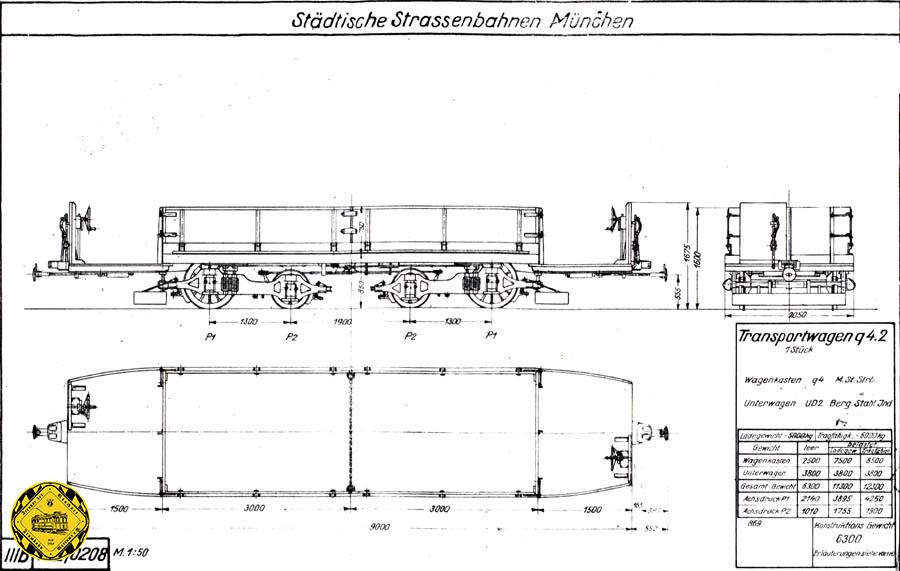 1928 erbaute die städtische Straßenbahn nochmals auf Reservedrehgestellen von A 2.2 Triebwagen zwei vierachsige Niederbordwagen vom Typ q 4.2.