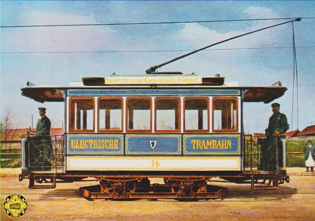 Die Linie XI (Linienfarbe: Grün) (erste gemeindliche Linie) begann als Pferdetrambahn am 01.06.1892 mit der Fahrt zum Isartalbahnhof. Ab dem 23.6.1895 ging es dann elektrisch bis 11.12.1906.
