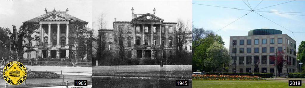 Rund um den Karolinenplatz waren die Schaltzentrale der Nationalsozialisten. Ab 1936 hieß die Briennerstraße offiziell auch Adolf-Hitler-Straße. Das Reichsrevisionsamt und Rechnungsamt der NSDAP waren zwei von unzähligen Dienststellen der Partei, die die Bedeutung Münchens als sog. "Hauptstadt der Bewegung" nach außen hin verdeutlichten. Im Krieg wurde das Gebäude schwer getroffen und heute steht hier das Amerikahaus.