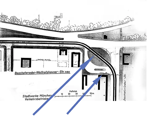 Im Jahr 1954 gab es auf der Strecke Plinganserstraße ab Steinerstraße und Boschetsriederstraße bis zur Hoffmannstraße eine weitgehende  Gleiserneuerung. Die Schleife Hofmannstraße wurde bei dieser Baumaßnahme nicht erneuert oder verändert. Dabei erfolgte allerdings auch der Umbau der Kurve Boschetsrieder- / Wolfratshauser Straße mit der Verlegung der Haltestellen in die Nord/West-Ecke der Kreuzung. Hier verschwand das alte gemauerte Stationshaus und es gab moderne Haltestellen-Dächer bei der Trambahn und in der Bus-Spur.
