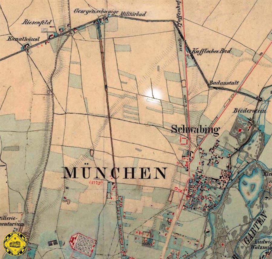 Mitte des 19. Jahrhunderts gab es den Stadtteil West-Schwabing praktisch nicht, die Verkehrsachsen waren die Schleißheimer Straße und die Schwabinger Landstraße Richtung Pfaffenhofen. An der Stelle des zukünftigen Kölner Platzes und des Schwabinger Krankenhauses weideten noch die Schafe. 