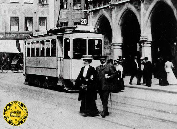 Ab 17.05.1907 von der Montgelas-/Mauerkirchner Straße kommend fuhr die Linie 20 bis 31.07.1912 über die Isarparallele hierher.