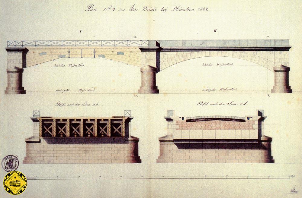 Ein weiterer Entwurf von Carl Probst von 1822 sah eine steinerne Brücke vor