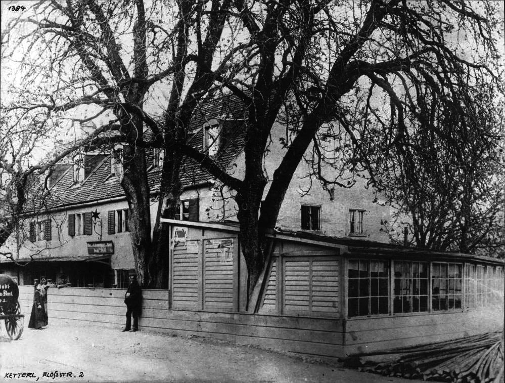 Im Bild der Ketterl-Wirt, der ebenfalls 1887 abgerissen wurde für die Gewerbeausstellung. 