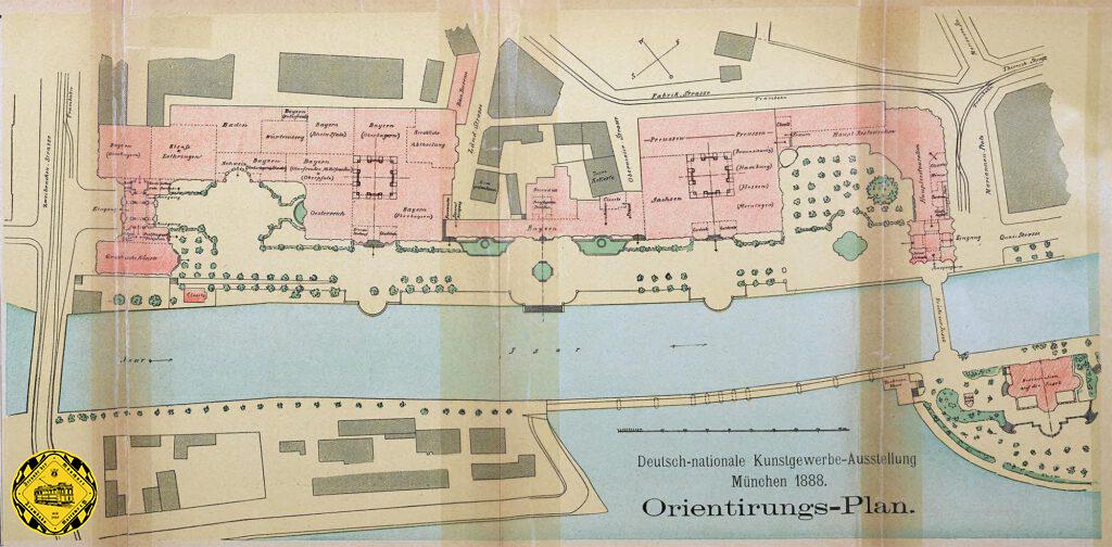 Orientierungsplan zur Gewerbeausstellung 1888 in München