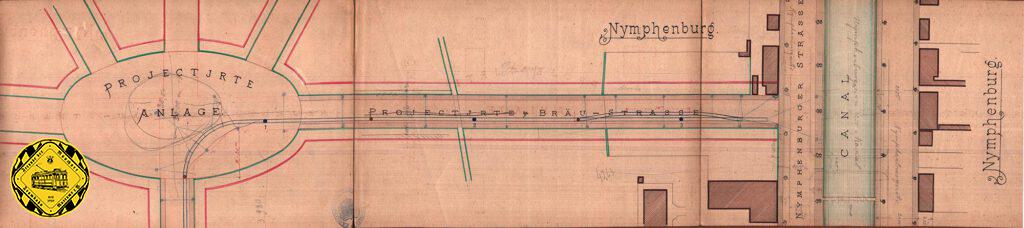 Auch beim Bau der späteren Dampftrambahn gab es noch keine Brücke über dieses Gewässer. Hier entstand dann auch der Volksgarten, der Nymphenburg neben dem Königsschloss eine zweite Attraktion brachte und vor allem einen großen Zulauf an Bürgern, die gerne die neue Dampftrambahn nutzen wollten.