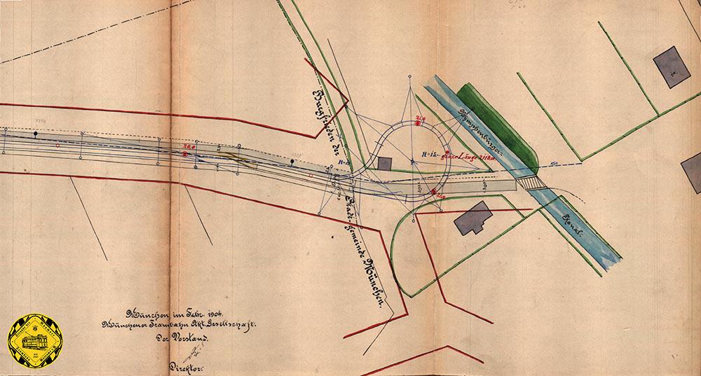 Die Streckenplanung im Februar 1904 zeigt schon eine erste Schleife am Bad Riesenfeld, wie man diesen Ort damals nannte. 