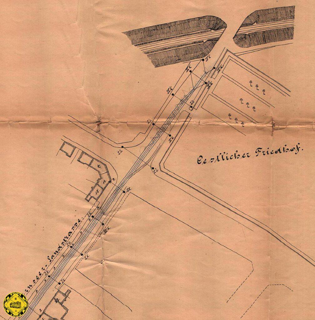Die Brücke der heutigen Regerstraße über die Südspange der Eisenbahnverbindung Hauptbahnhof-Ostbahnhof ist sehr alt.
Die Eisenbahn wurde 1869 an dieser Stelle in einem Graben geführt, um mit einer möglichst geringen Steigung zur Isar hinab auszukommen. Damals führte man grundsätzlich alle Kreuzungen mit der königlich bayerischen Staatsbahn als Bahnübergänge aus. Hier war das aber etwas anders: Die Auerkirchhofstraße zieht von der Ackerstraße in südwestlicher Richtung zum östlichen Friedhofe. Derselbe wurde 1817 eröffnet." sagt eine alte Giesinger Chronik.