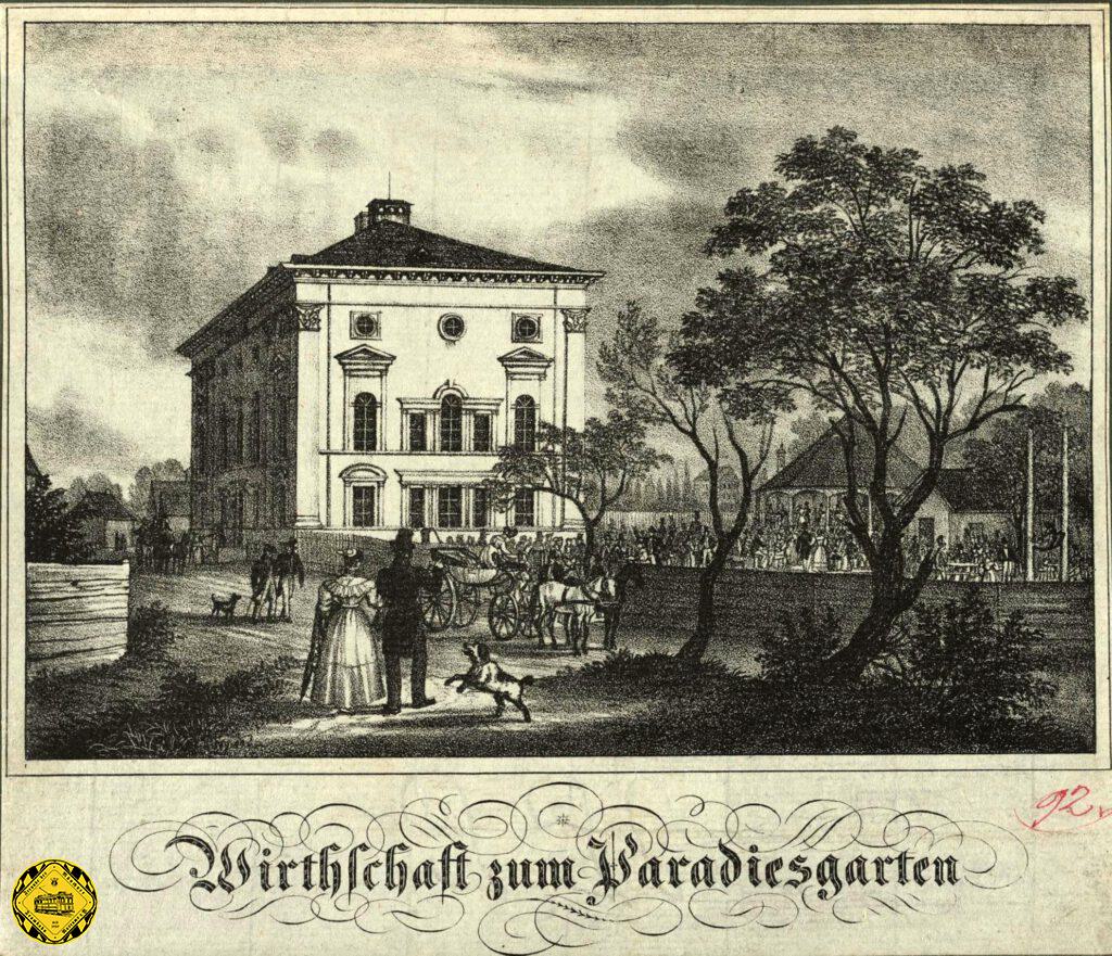 Das oben abgebildete Gasthaus "Himmelreich" lag unweit der Wirtschaft Paradiesgarten, beiden gerade noch im Münchner Burgfrieden, hinter dem Gasthaus "Himmelreich stand schon das Zollhaus.
