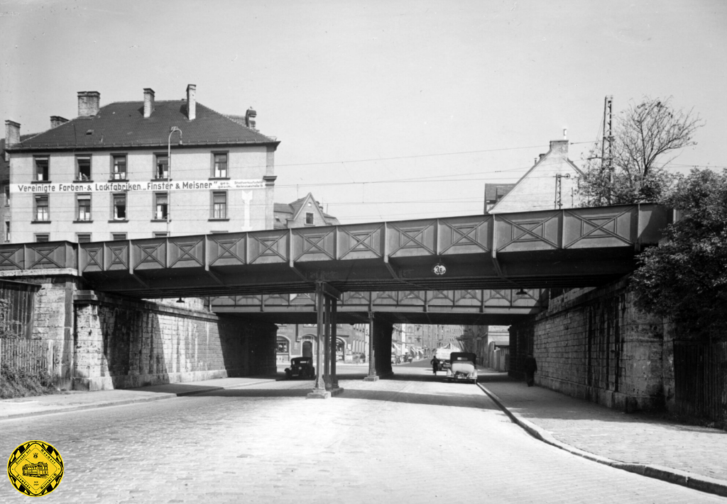 Die beiden Brücken an der Dreimühlenstraße im Jahr 1930: die beiden Originalbrücken von 1893.