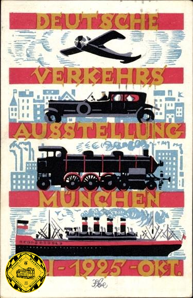 Vom Mai bis Oktober 1925 fand auf der Theresienhöhe die deutsche Verkehrsausstellung statt. 