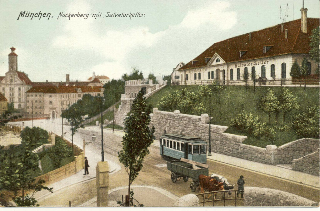 Die Streckenplanung der Trambahn über den Nockherberg im Gleisplan von 1904.