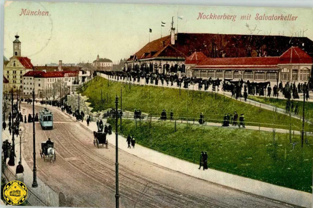 Da sich die starken Steigungen der hier angelegten Bergstraßen von über 12 % als deutliche Verkehrshindernisse erwiesen, wurden ab 1890 ein erstes Mal und 1904/1905 nochmals für den Trambahnbetrieb reguliert. Dabei entstand 1904 auch die Brücke am Nockherberg über die zweigleisige Staatsbahnstrecke.