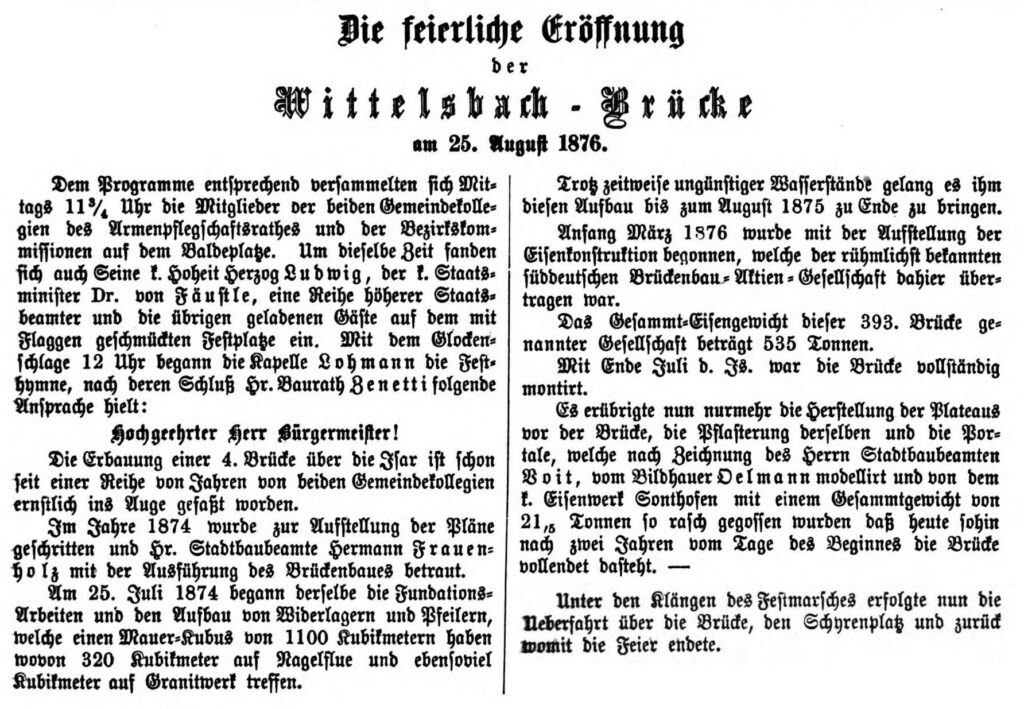 Im August 1976 bringt die "Münchner Gemeindezeitung" eine Sonderausgabe zur Eröffnung der Brücke, die wir hier etwas eingekürzt haben, weil 4 Seiten Reden dann doch etwas zu viel erschienen.