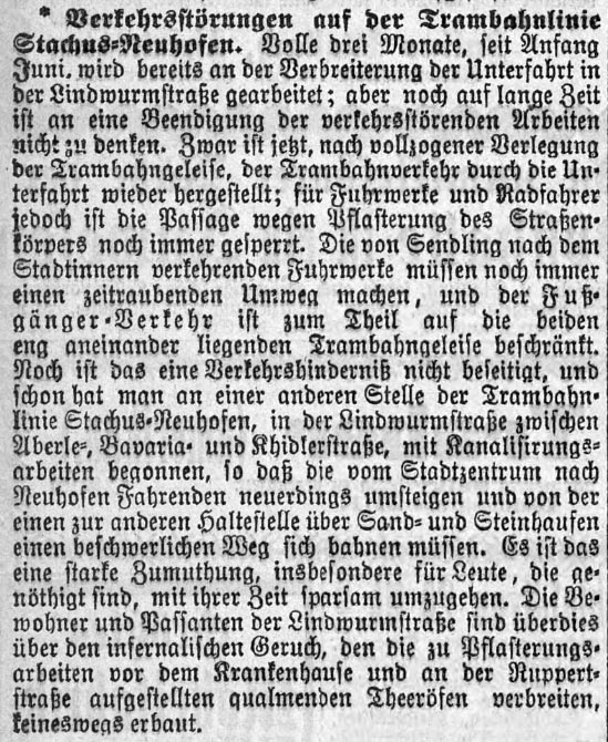 Auch die Münchner Gemeindezeitung berichtet am 30.August 1902 über den Baufortschritt und die bevorstehende Fertigstellung.