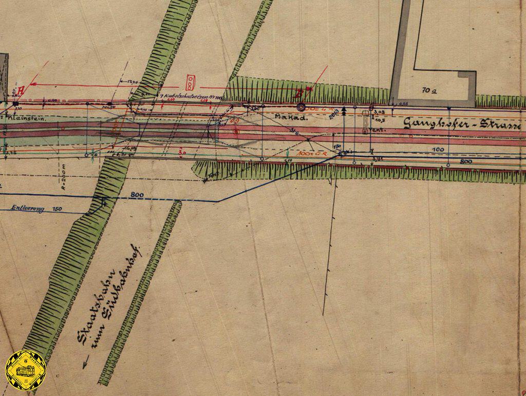 Unser Plan ist aus dem November 1918, als die Strecke über die Ganghoferstraße nicht nur geplant wurde, sondern sogar gebaut wurde, - vorläufig als Verbindung zwischen Harras und Rotkreuzplatz, ab 1928 dann weiter bis Schwabing.