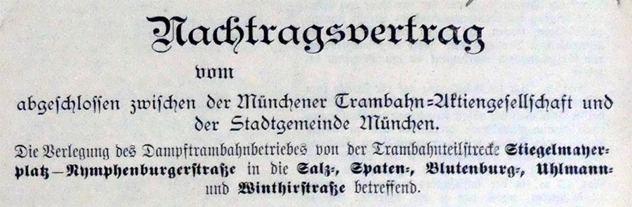 Mit der Verordnung vom 28.9.1890 zur Verlegung der Dampftrambahn aus der Nymphenburgerstraße in die Blutenburgstraße ergab sich wieder das Problem der Kreuzung der Staatsbahnstrecke. Allerdings war diese Strecke nicht mehr als Hauptbahn deklariert und es galten weniger strenge Regeln. die Bahngleise wurden bei der Blutenburgstraße eingleisig überquert.