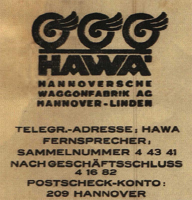 m Jahr 1929 kauften die Münchner Verkehrsbetriebe Trieb- und Beiwagen Typ F / f bei der HAWA. Damals sah der Briefkopf der Firma so aus.